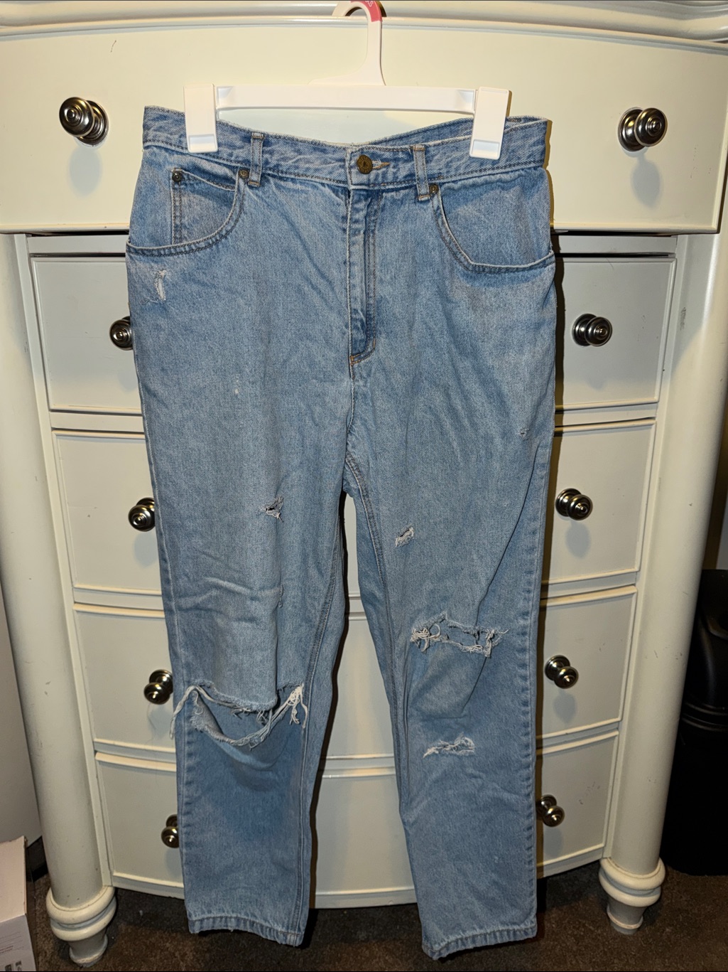 Light Wash Distressed High-Rise Jeans